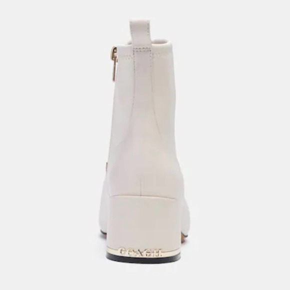 Coach Nala Chalk White Leather Booties Size 8.5 Signature Gold - Picture 8 of 14